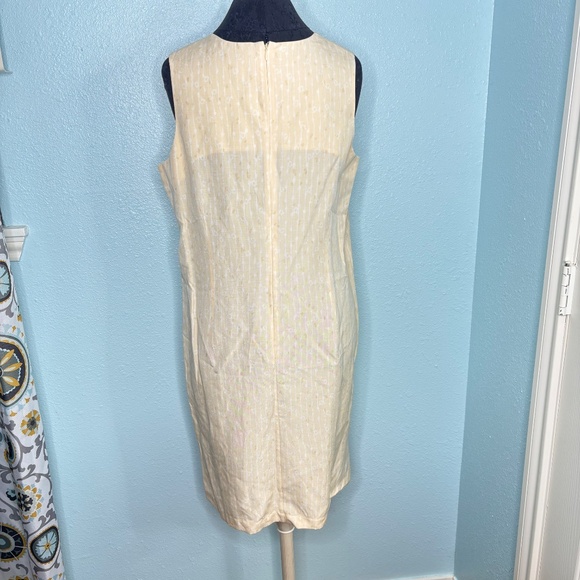 Vintage Lord & Taylor Yellow White Silk Linen 90s Dress - Picture 3 of 10